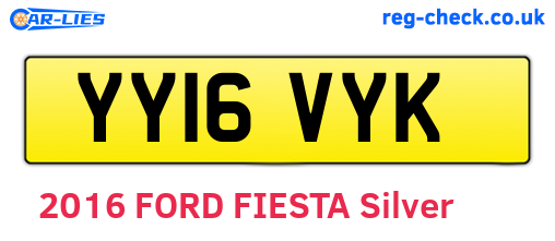 YY16VYK are the vehicle registration plates.