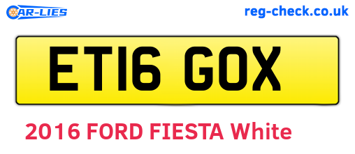 ET16GOX are the vehicle registration plates.