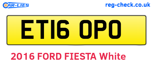 ET16OPO are the vehicle registration plates.