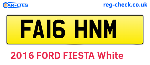 FA16HNM are the vehicle registration plates.