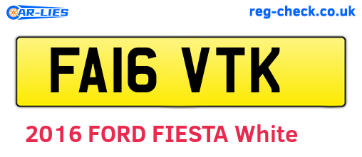 FA16VTK are the vehicle registration plates.