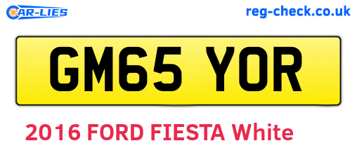 GM65YOR are the vehicle registration plates.