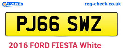 PJ66SWZ are the vehicle registration plates.
