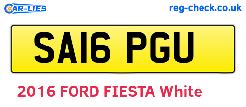 SA16PGU are the vehicle registration plates.