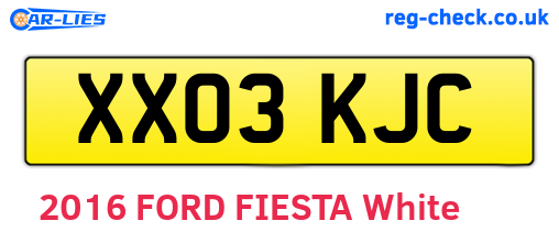 XX03KJC are the vehicle registration plates.