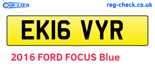 EK16VYR are the vehicle registration plates.