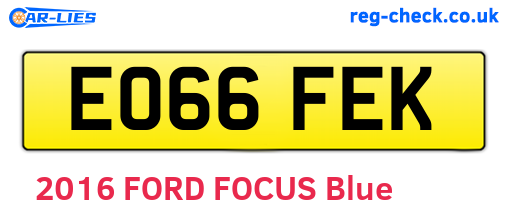 EO66FEK are the vehicle registration plates.
