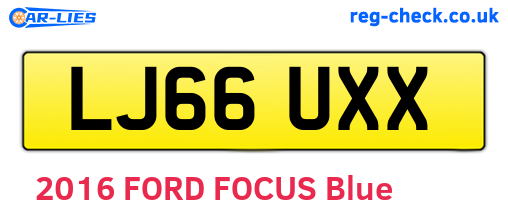 LJ66UXX are the vehicle registration plates.