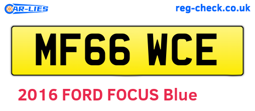 MF66WCE are the vehicle registration plates.