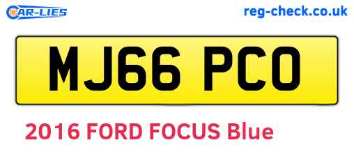 MJ66PCO are the vehicle registration plates.