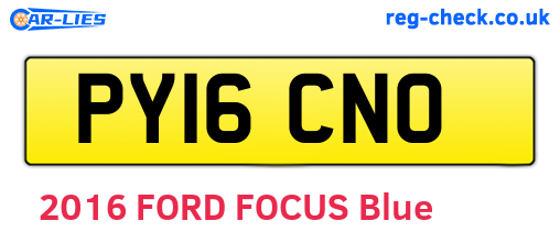 PY16CNO are the vehicle registration plates.