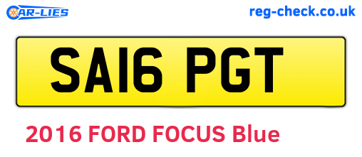 SA16PGT are the vehicle registration plates.
