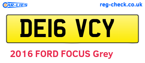 DE16VCY are the vehicle registration plates.
