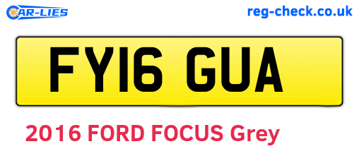 FY16GUA are the vehicle registration plates.