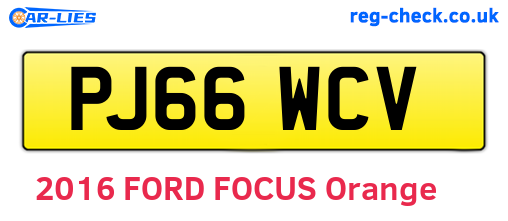 PJ66WCV are the vehicle registration plates.