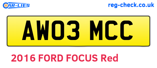 AW03MCC are the vehicle registration plates.