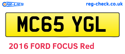 MC65YGL are the vehicle registration plates.