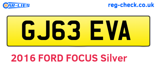 GJ63EVA are the vehicle registration plates.