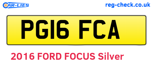 PG16FCA are the vehicle registration plates.