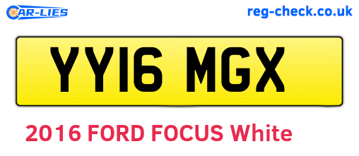 YY16MGX are the vehicle registration plates.