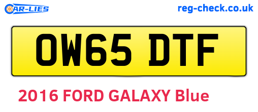 OW65DTF are the vehicle registration plates.