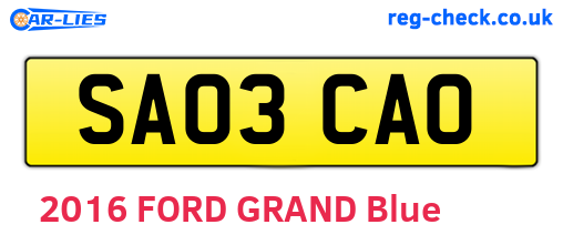 SA03CAO are the vehicle registration plates.