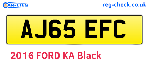 AJ65EFC are the vehicle registration plates.