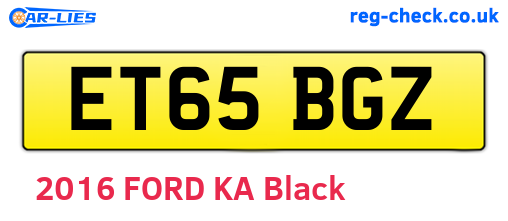 ET65BGZ are the vehicle registration plates.