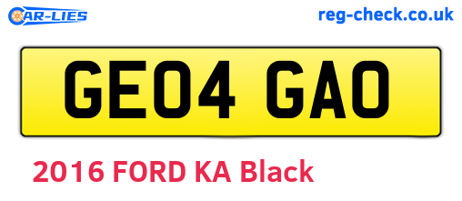 GE04GAO are the vehicle registration plates.