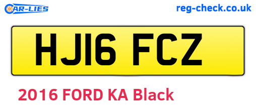 HJ16FCZ are the vehicle registration plates.