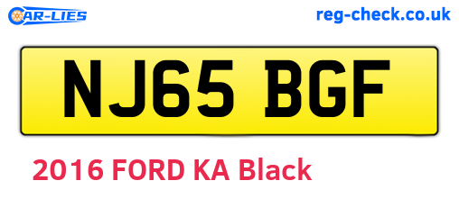 NJ65BGF are the vehicle registration plates.