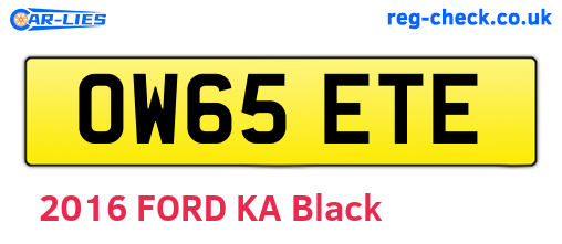 OW65ETE are the vehicle registration plates.