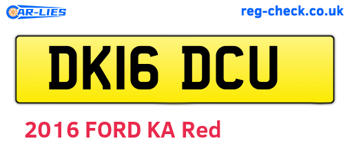 DK16DCU are the vehicle registration plates.