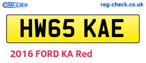 HW65KAE are the vehicle registration plates.