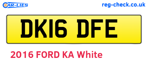 DK16DFE are the vehicle registration plates.