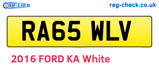 RA65WLV are the vehicle registration plates.