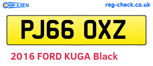 PJ66OXZ are the vehicle registration plates.