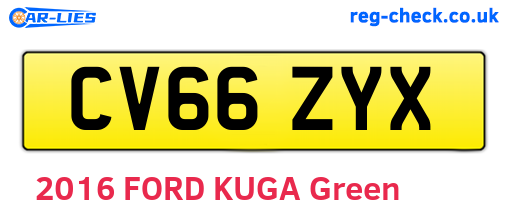 CV66ZYX are the vehicle registration plates.