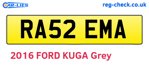 RA52EMA are the vehicle registration plates.