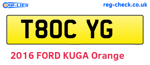 T80CYG are the vehicle registration plates.