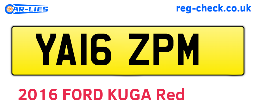 YA16ZPM are the vehicle registration plates.