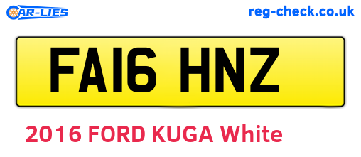 FA16HNZ are the vehicle registration plates.