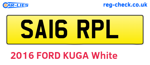 SA16RPL are the vehicle registration plates.