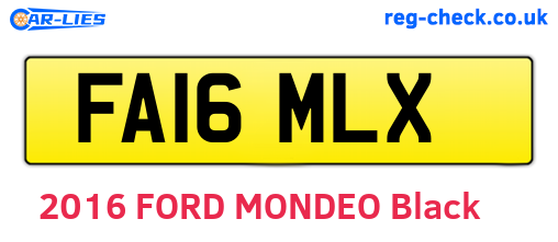 FA16MLX are the vehicle registration plates.