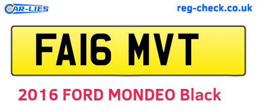 FA16MVT are the vehicle registration plates.
