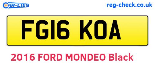 FG16KOA are the vehicle registration plates.