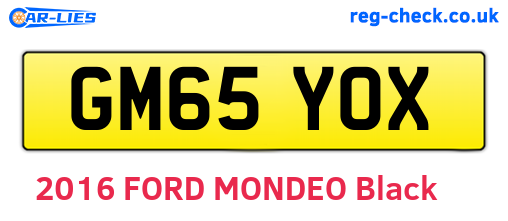 GM65YOX are the vehicle registration plates.