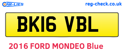 BK16VBL are the vehicle registration plates.