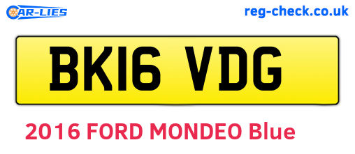 BK16VDG are the vehicle registration plates.