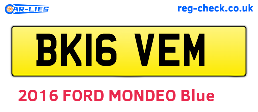 BK16VEM are the vehicle registration plates.
